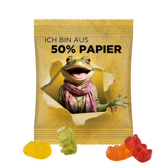 Minitüte,12 g, Papierfolie weiß, Trolli Vegane Gummibärchen, 14% Fruchtsaft
