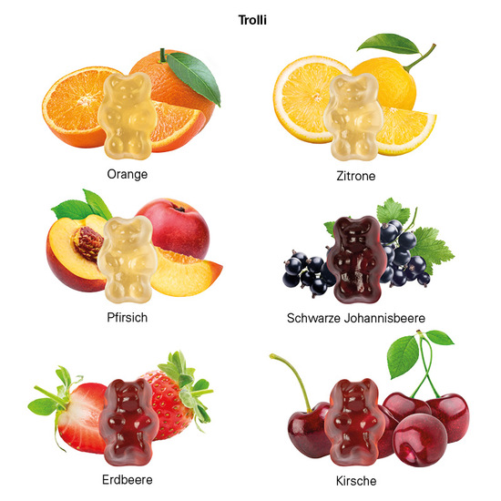 Minitüte, 15 g, recyclingfähiges Papier weiß, Trolli Fruchtgummibären, 30% Fruchtsaftqualität