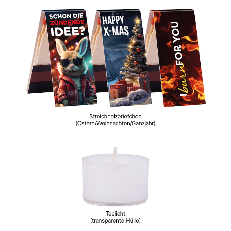 Klappbox S, Teelicht-Adventskranz & Streichhölzer