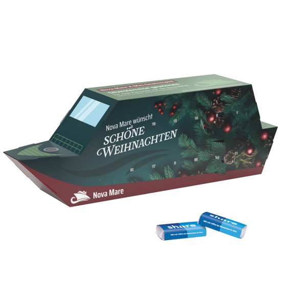 Adventskalender Schiff, share Schokotäfelchen