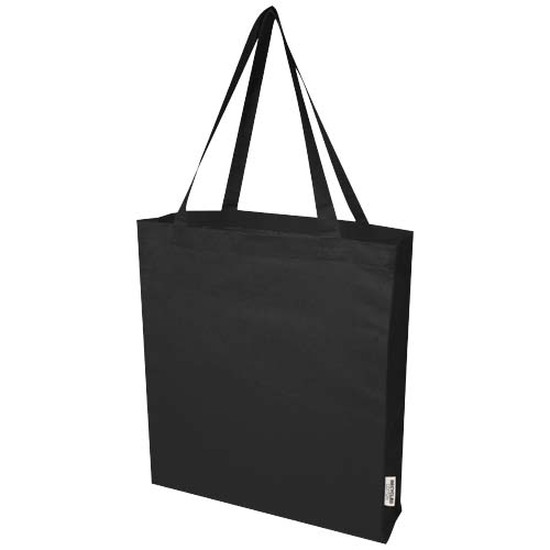 Madras 140 g/m² Baumwoll Tragetasche mit Seitenfalten aus GRS recycelter Baumwolle