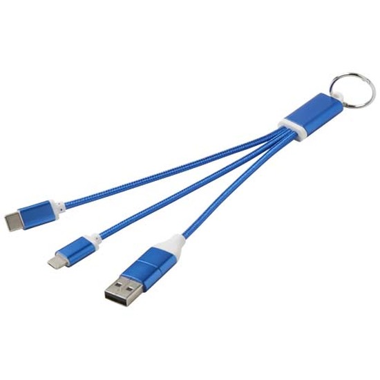 Metal 4-in-1 Ladekabel aus recyceltem Aluminium mit Schlüsselanhänger