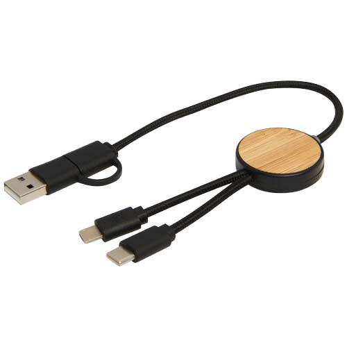 Chechia 30 cm 5-in-1 Kabel aus recyceltem Kunststoff für Datenübertragung und 27W Schnellladung mit Bambusdetails