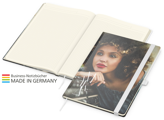 Notizbuch Match-Book Creme Bestseller A4 Cover-Star matt-individuell, weiß