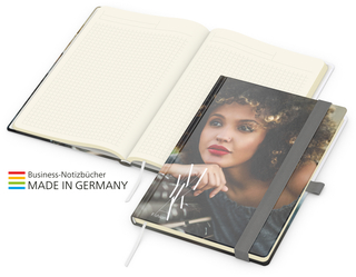 Notizbuch Match-Book Creme Bestseller A5 Cover-Star gloss-individuell, silbergrau