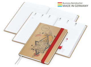 Buchkalender Match-Hybrid White Bestseller A5, Natura braun-individuell, rot