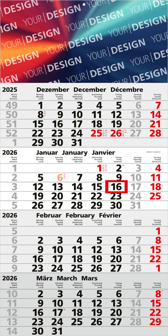 4-Monatskalender Mega 4 Post Bestseller (Einblatt)