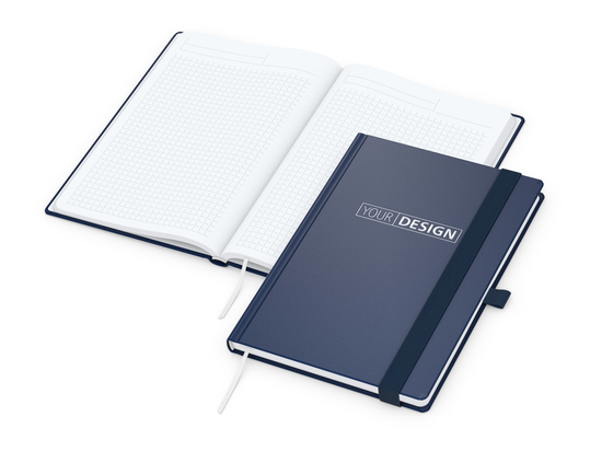 Notizbuch Vision-Book White Bestseller, A5, dunkelblau inkl. Silberprägung