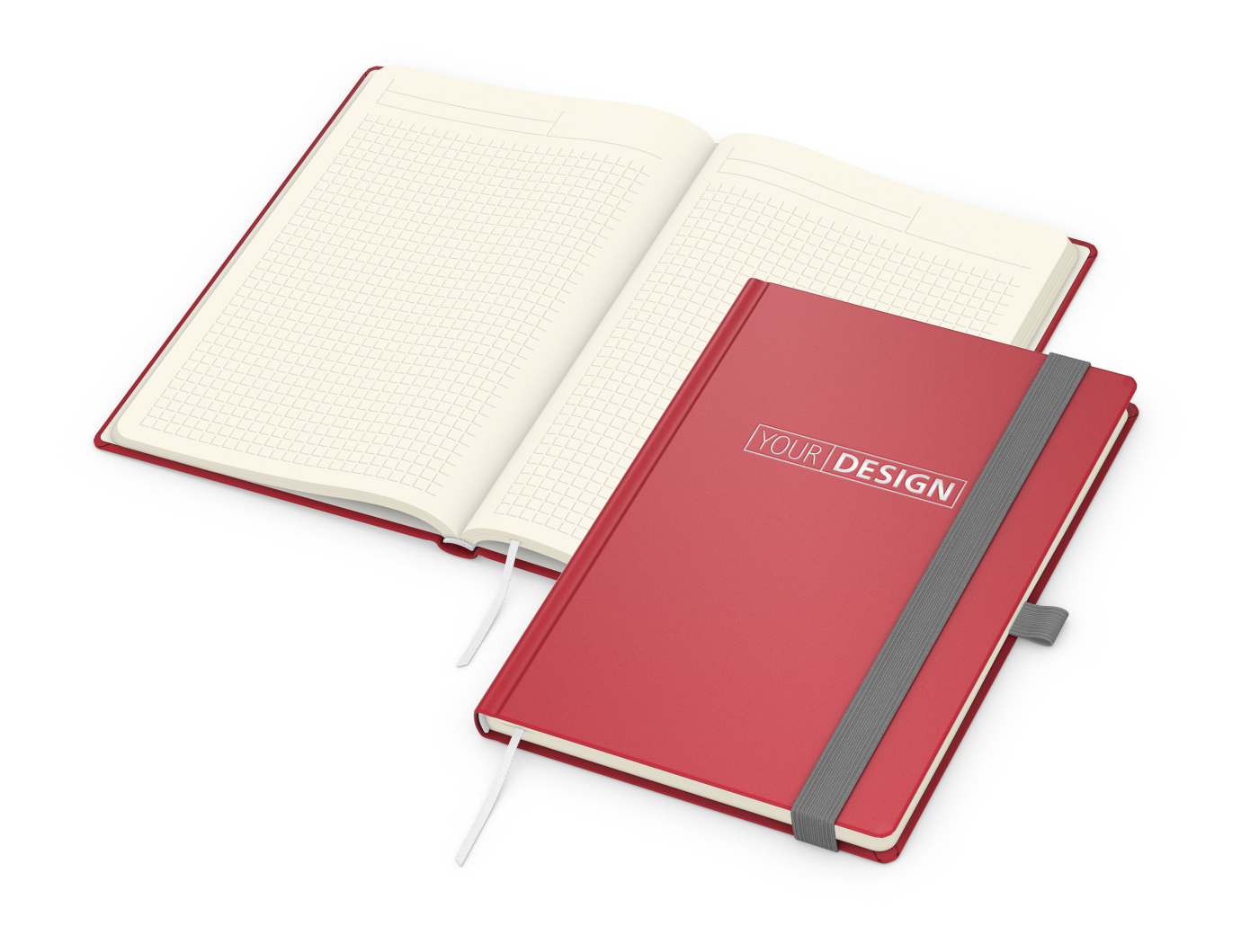 Notizbuch Vision-Book Creme Bestseller, A5, rot inkl. Silberprägung