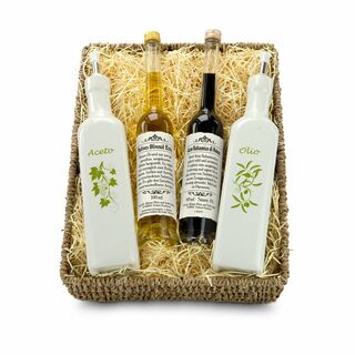Geschenkset / Präsenteset: Essig-Ölspender im Korb 2K1159