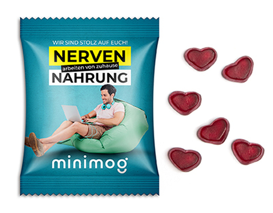 Fruchtgummi Standardformen 10 g Herz Standard-Folie weiß