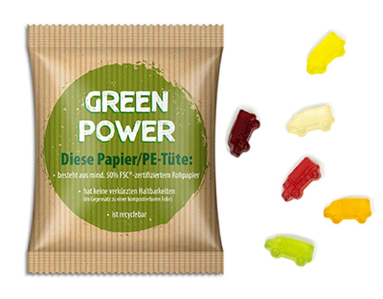 Fruchtgummi Standardformen 10 g LKW Papier/PE-Verbundfolie weiß