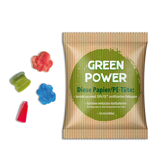 Fruchtgummi Sonderformen 15 g Fruchtgummi Sonderformen Papier/PE-Verbundfolie weiß