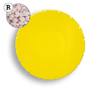 Super Mini Clic Clac Box 12 g Erdbeerdragees Herzform PMS Yellow C