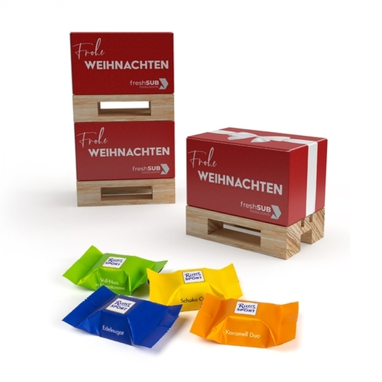 Geschenk Mini-Palette klein 16 g Ritter Sport: Edelnugat & Schoko Crisp