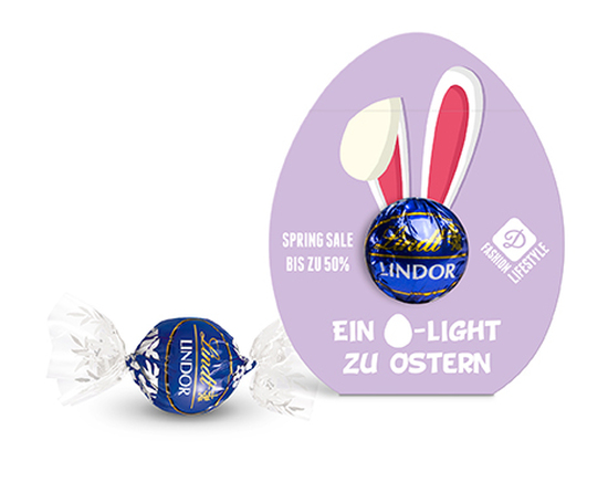 Lindt Lindor Kugel in Werbekartonage "Osterei" 12,5 g Schokolade feinherb Kartonage