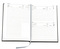 Buchkalender "Basic Chefkalender" im Format 14,5 x 20,5 cm, deutsches Kalendarium Grau mit Leseband, 320 Seiten Fadenheftung, Eckenperforation, Einband Balacron schwarz