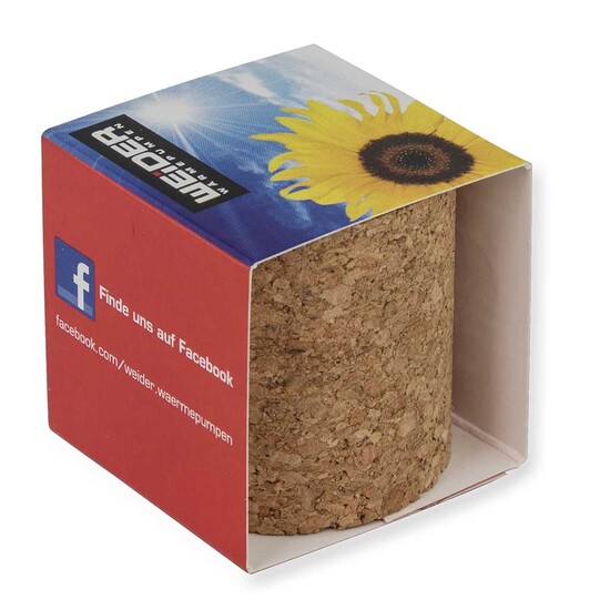 Pflanz-Kork rund mit Samen - Vergissmeinnicht, Rundum-Lasergravur