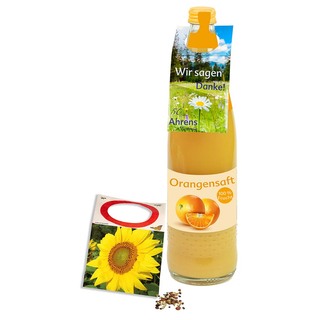 Samen-Briefchen Flaschenanhänger - 60x130 mm - Sonnenblumen