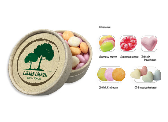 Runddose 89 Graspapier, Inhalt: Himbeer Bonbon ca. 80 g