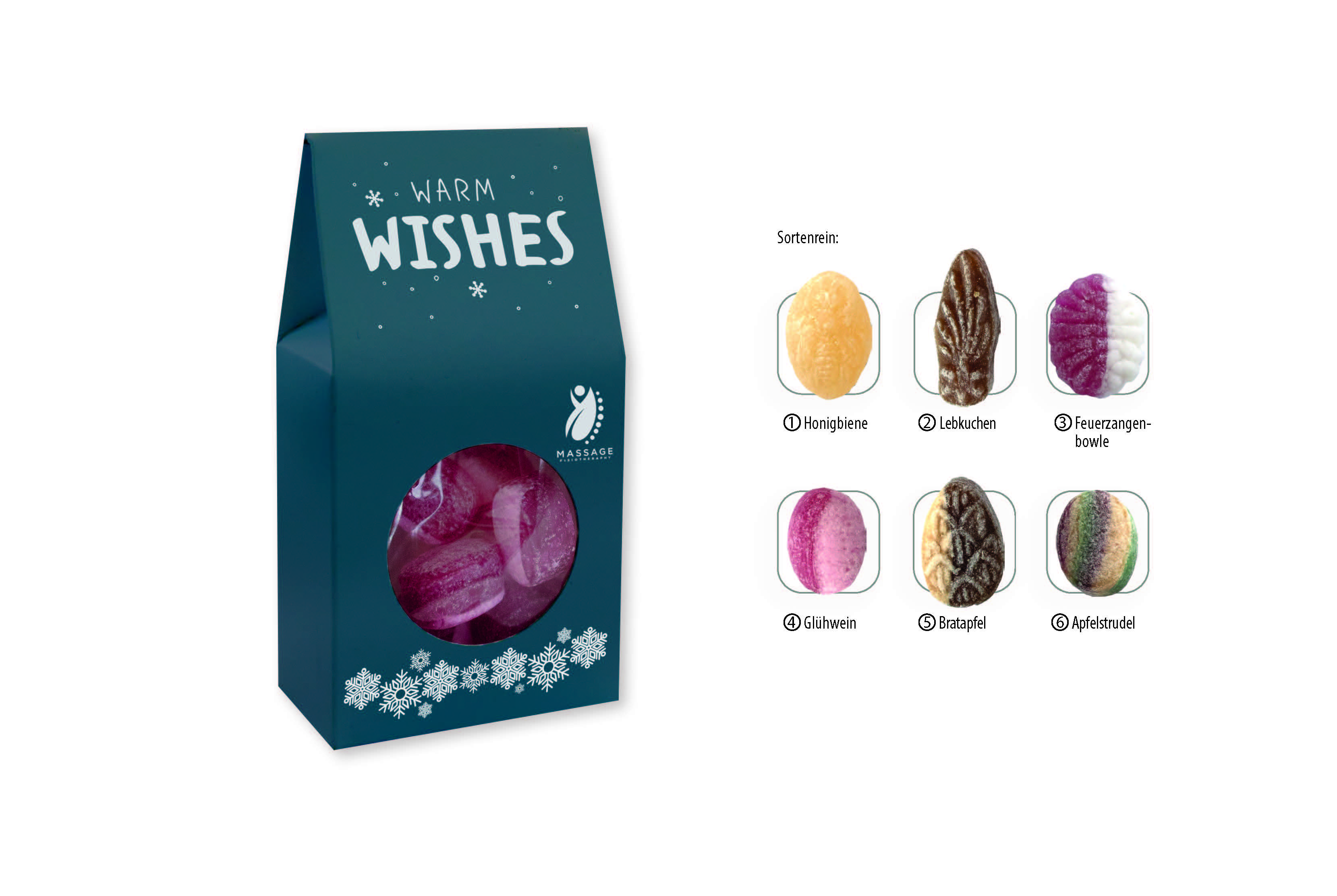 Beutelschachtel mit Weihnachtsbonbons, Inhalt: Bonbon Honigbiene ca. 60 g