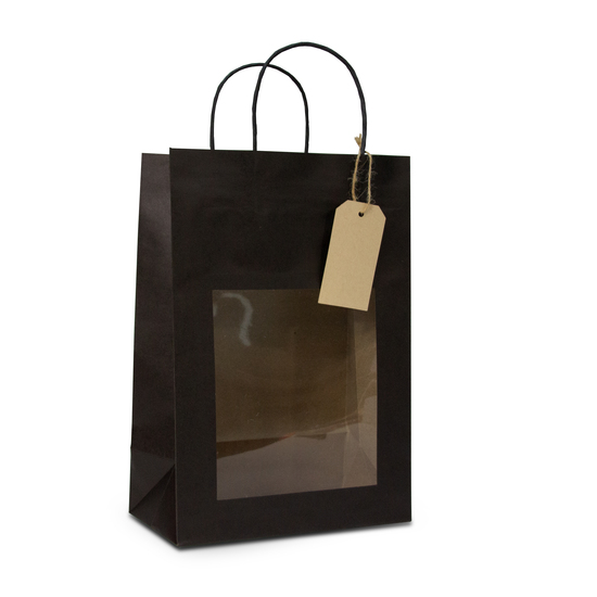 Tragetasche mit Fenster  DPT100 11,5 x 6,4 x 14,5 cm schwarz