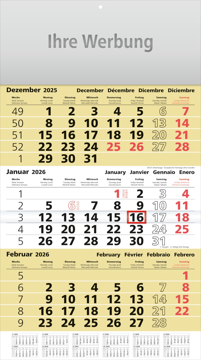 Dreimonatsplaner Assistent-plus gelb