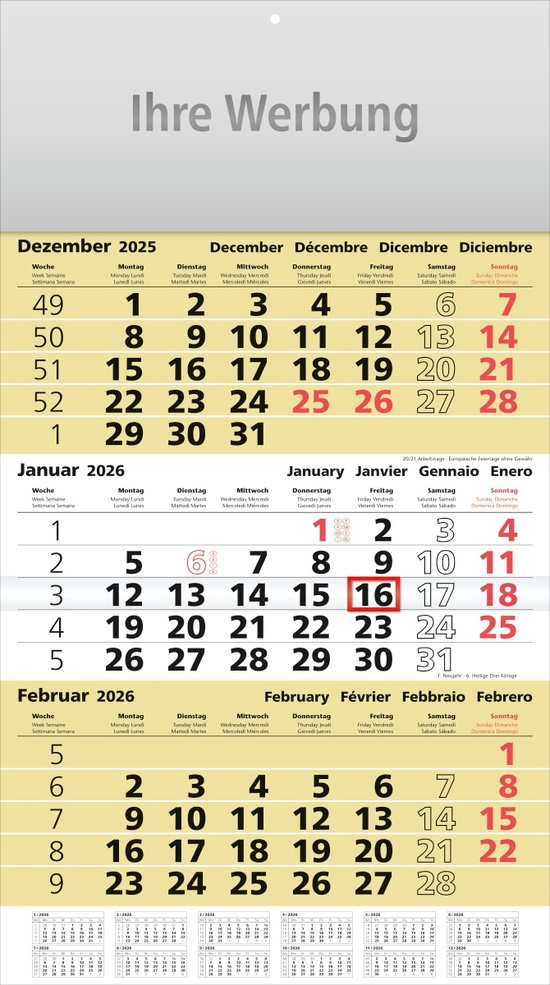 Dreimonatsplaner Assistent-plus gelb