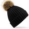 Faux Fur Pop Pom Chunky Beanie