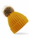 Faux Fur Pop Pom Chunky Beanie