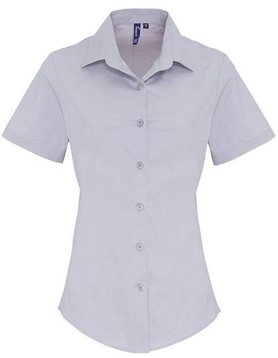 Ladies Stretch Fit Poplin Short Sleeve Cotton Shirt