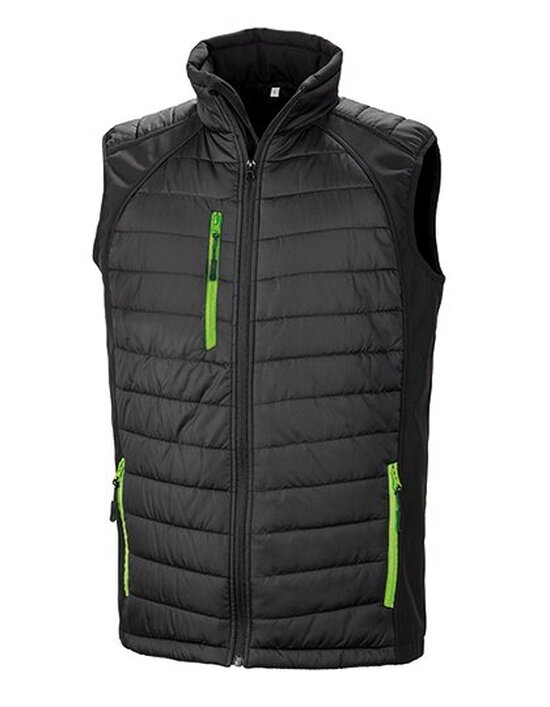 Black Compass Padded Soft Shell Gilet