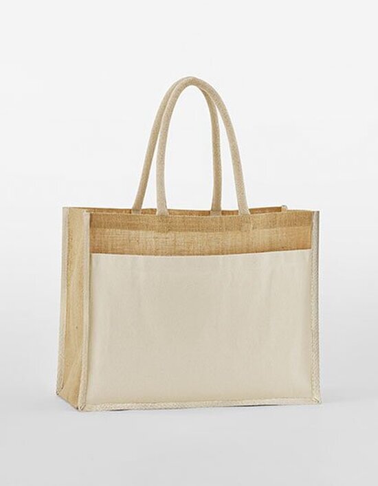 WM480 Westford Mill Cotton Pocket Natural Starched Jute Shopper