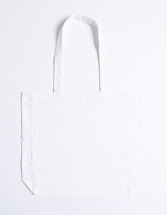 Baumwolltasche mit Seitenfalte lange Henkel