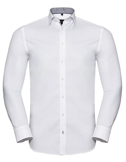 Men`s Long Sleeve Tailored Contrast Herringbone Shirt